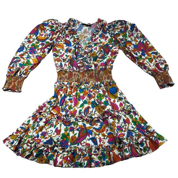 House of Harlow 1960 floral tiered ballon sleeve dress Small - Picture 2 of 10